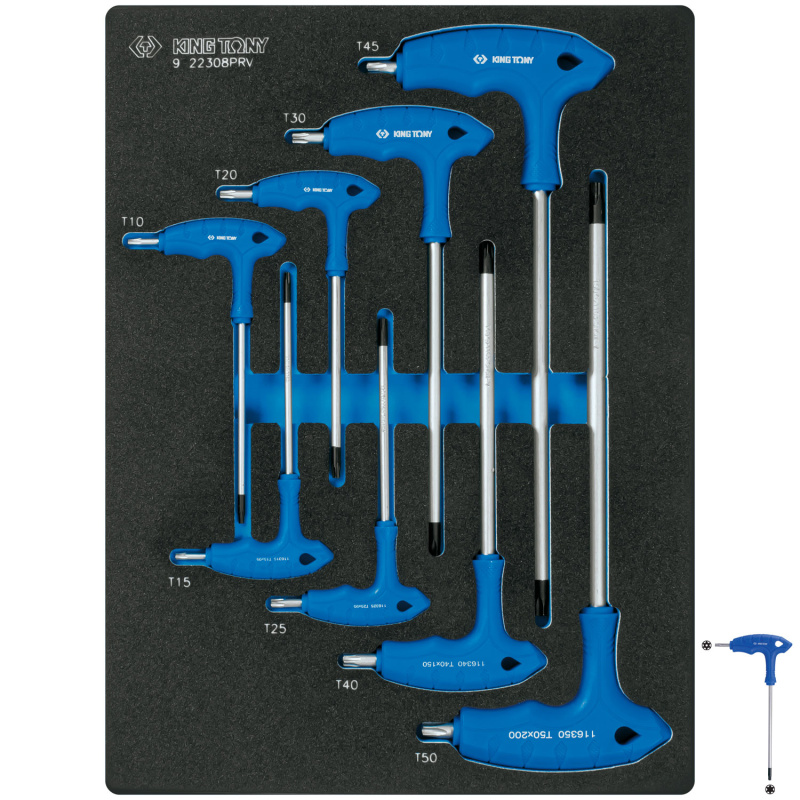 KING TONY Набор ключей TORX L-тип, ложемент, 8 предметов 9-22308PRV