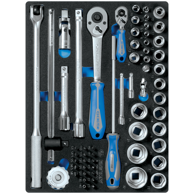 KING TONY Набор торцевых головок 1/4"&1/2" с принадлежностями, ложемент, 60 предметов 9-7560MRV01