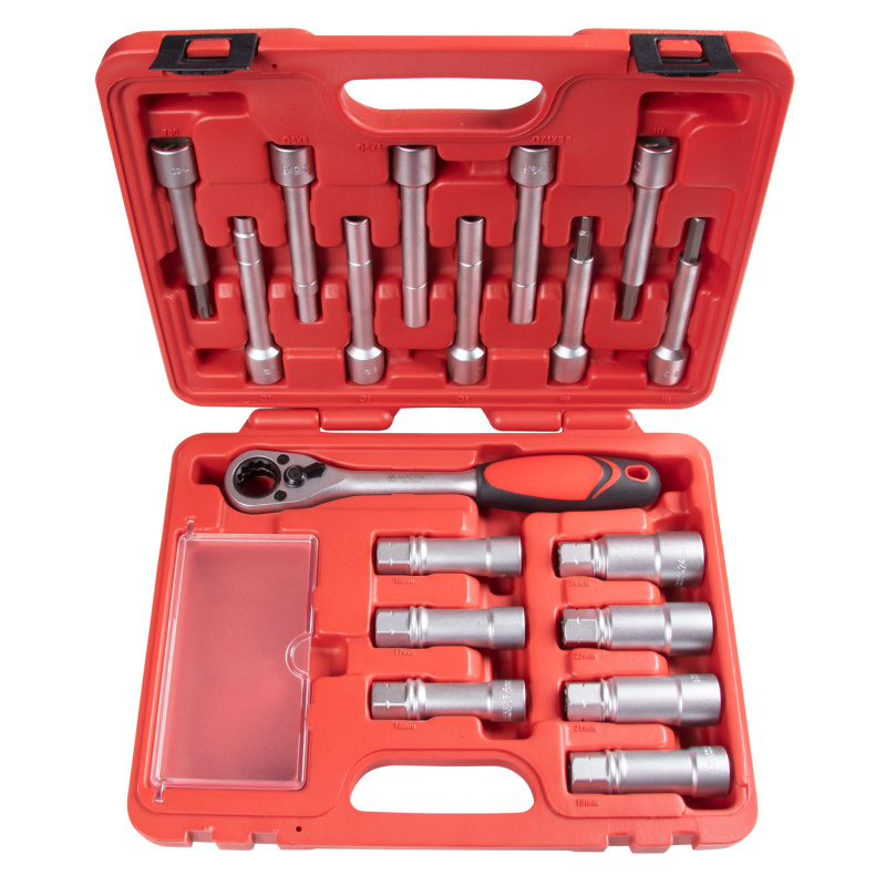 МАСТАК Набор торцевых головок и насадок для обслуживания амортизационных стоек 18 пред. 100-10018C