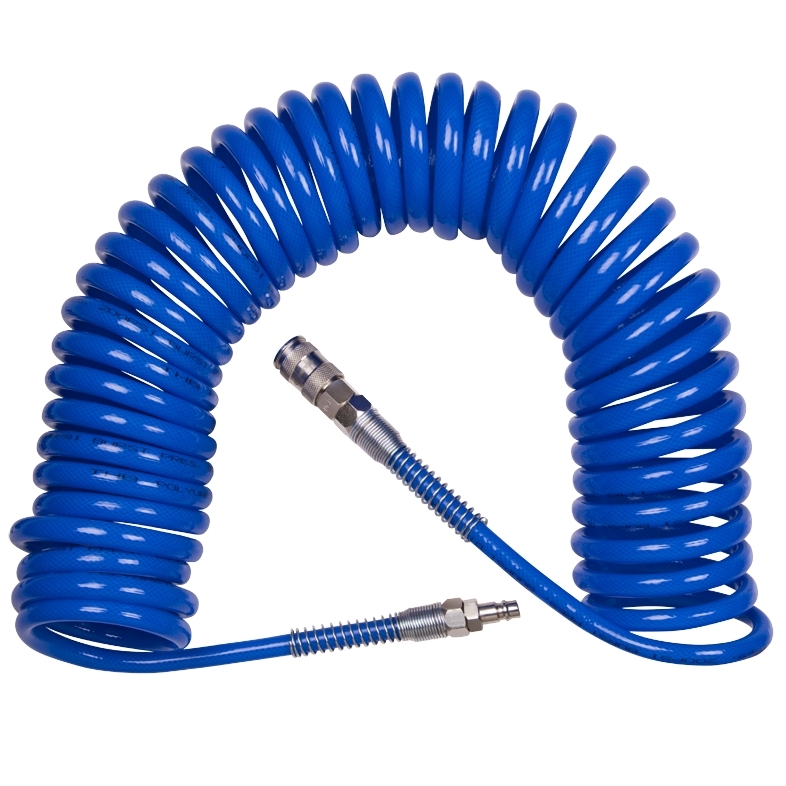 KING TONY Шланг пневматический спиральный 8х12 мм, 15 м, полиуретановый, фитинги 79962-15