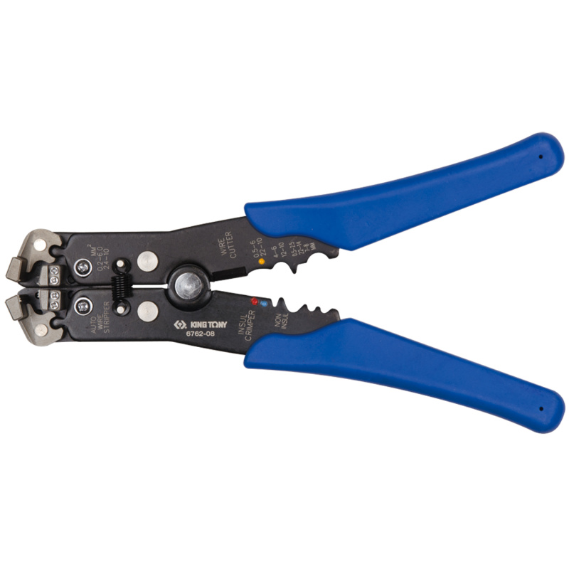 KING TONY Стриппер для зачистки, резки проводов и обжима изолированных клемм 6762-08