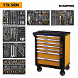 TOLSEN Набор инструментов "CHAMPION" в черной тележке, 239 предметов TT85416